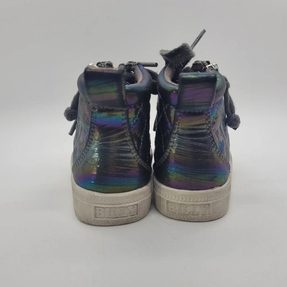 Billy Footwear Toddler Iridescent Quilted High Top Adaptive Sneakers Size 5